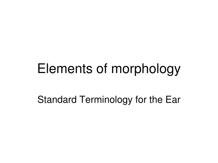 elements of morphology