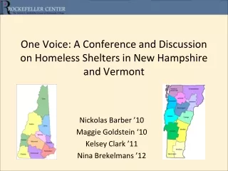 One Voice: A Conference and Discussion on Homeless Shelters in New Hampshire and Vermont