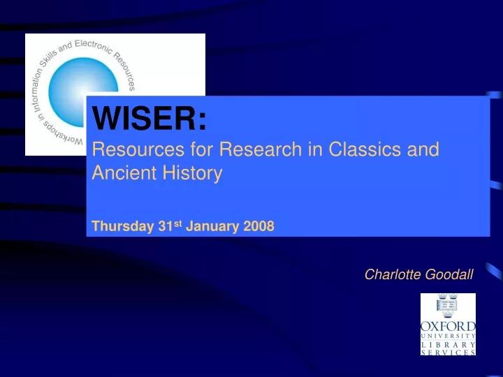 wiser resources for research in classics
