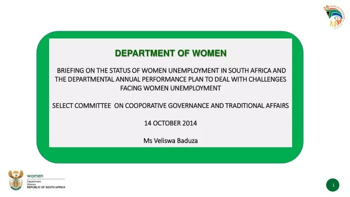 department of women briefing on the status