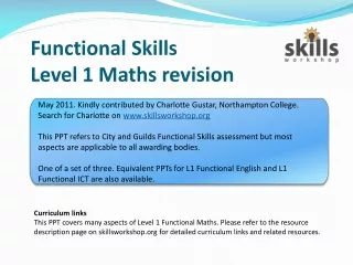 Functional Skills  Level 1 Maths revision