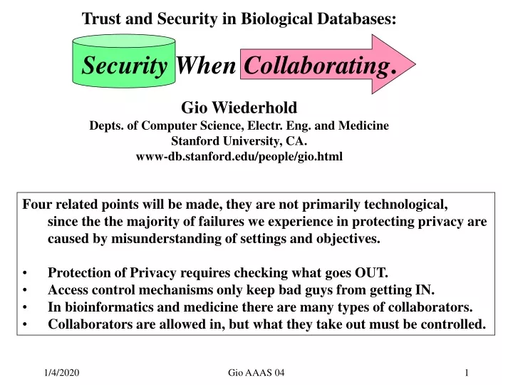trust and security in biological databases