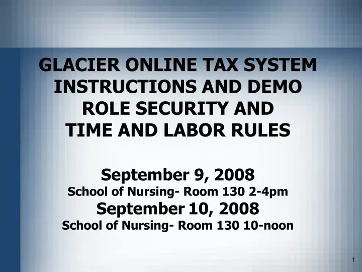 glacier online tax system instructions and demo