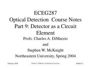 ECEG287   Optical Detection  Course Notes Part 9: Detector as a Circuit Element