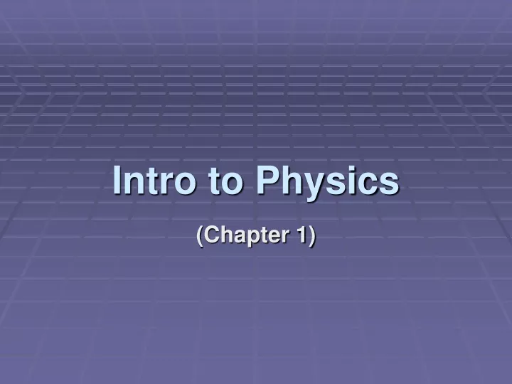 intro to physics