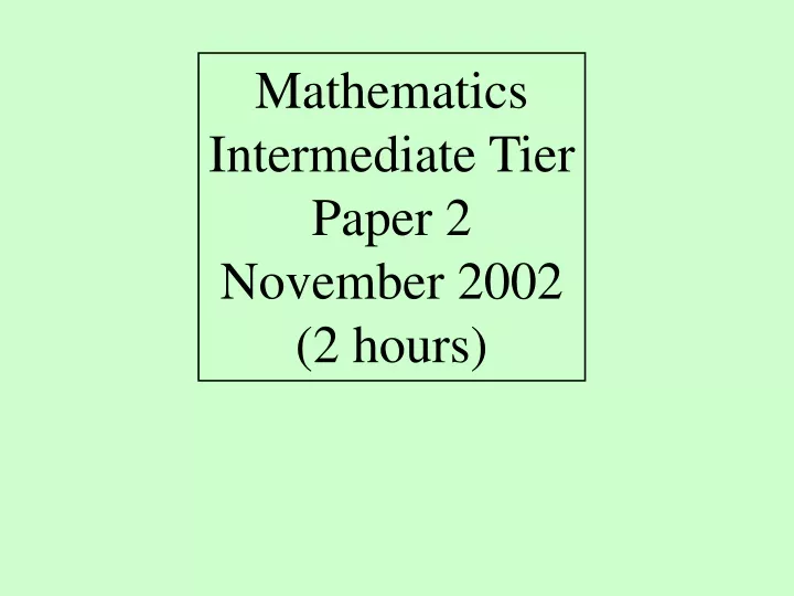 mathematics intermediate tier paper 2 november