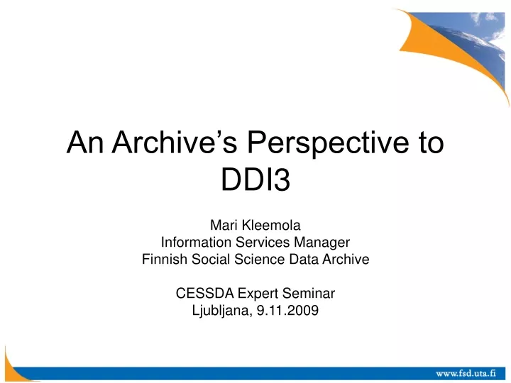 an archive s perspective to ddi3