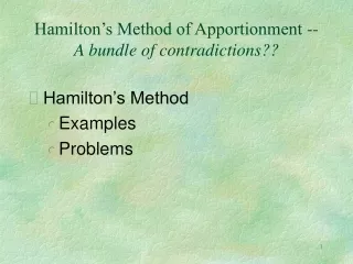 Hamilton’s Method of Apportionment -- A bundle of contradictions??