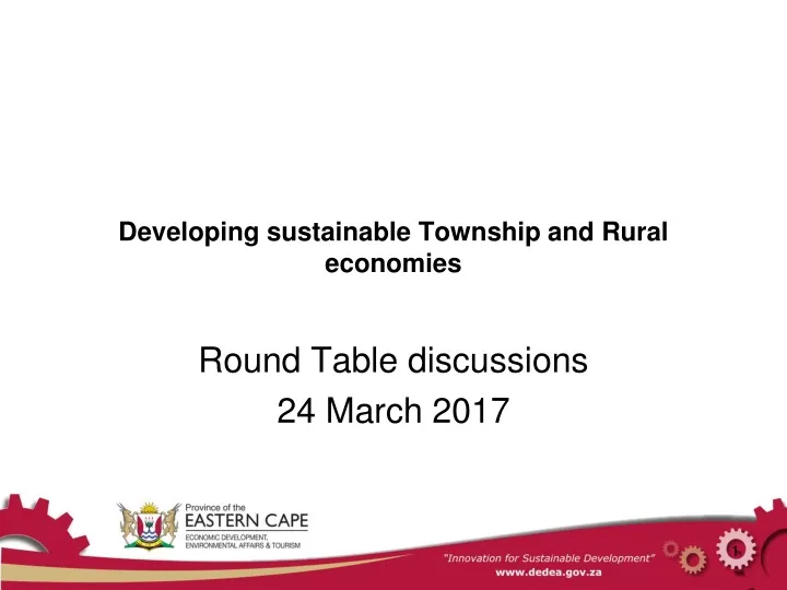 developing sustainable township and rural economies