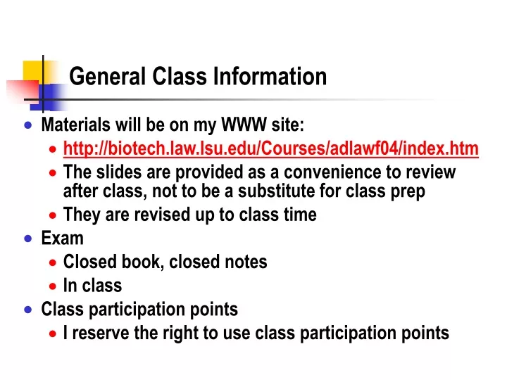 general class information