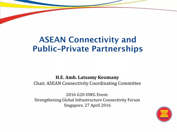 asean connectivity and public private partnerships