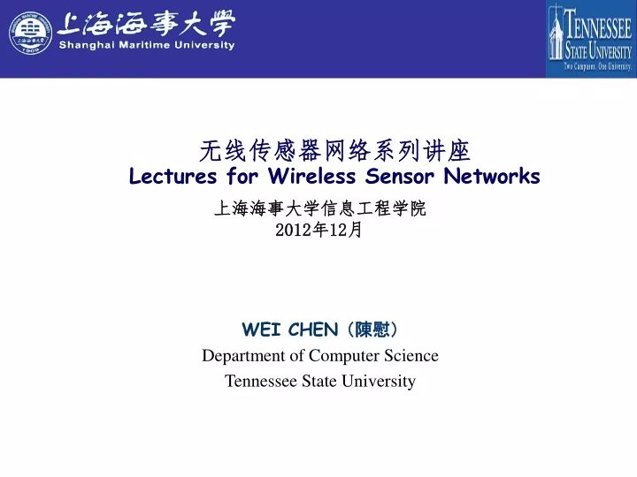lectures for wireless sensor networks