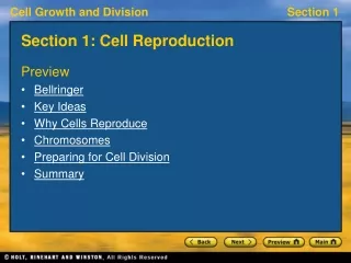 Section 1: Cell Reproduction