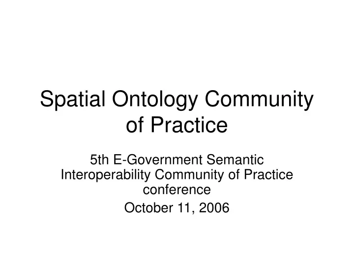 spatial ontology community of practice