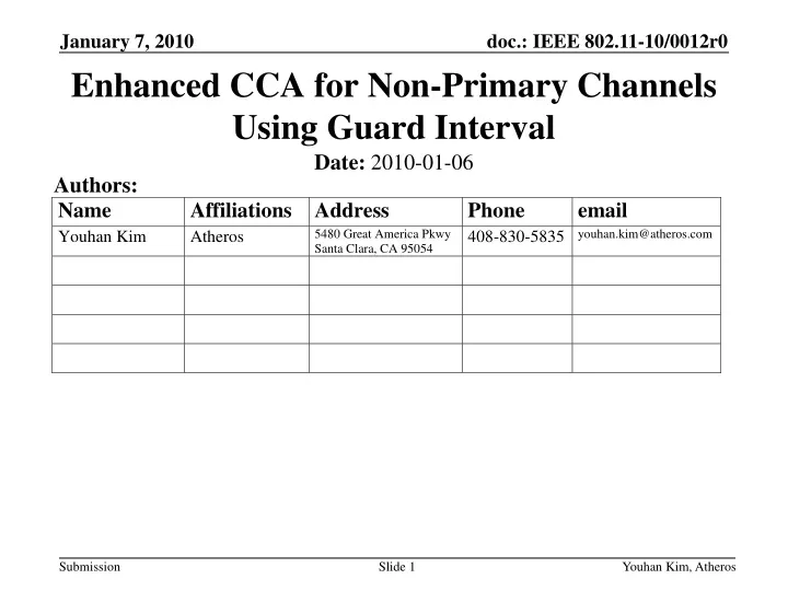 enhanced cca for non primary channels using guard interval