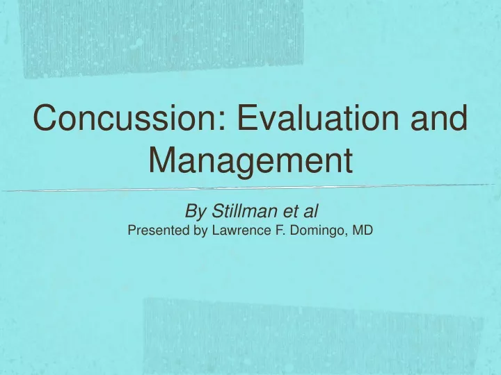 concussion evaluation and management
