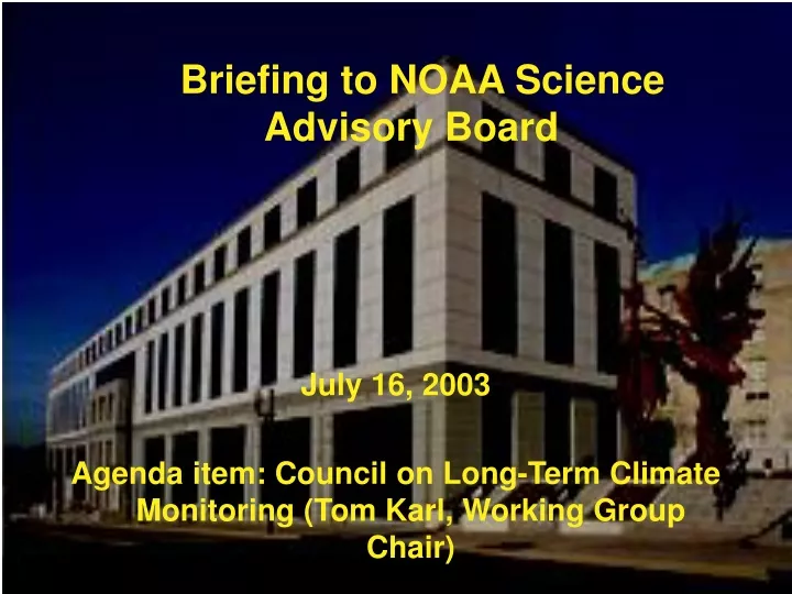 briefing to noaa science advisory board