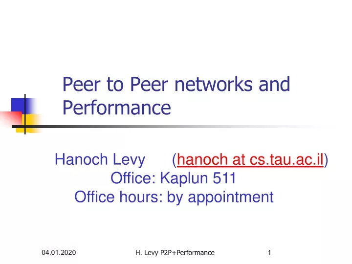 p eer to peer networks and performance