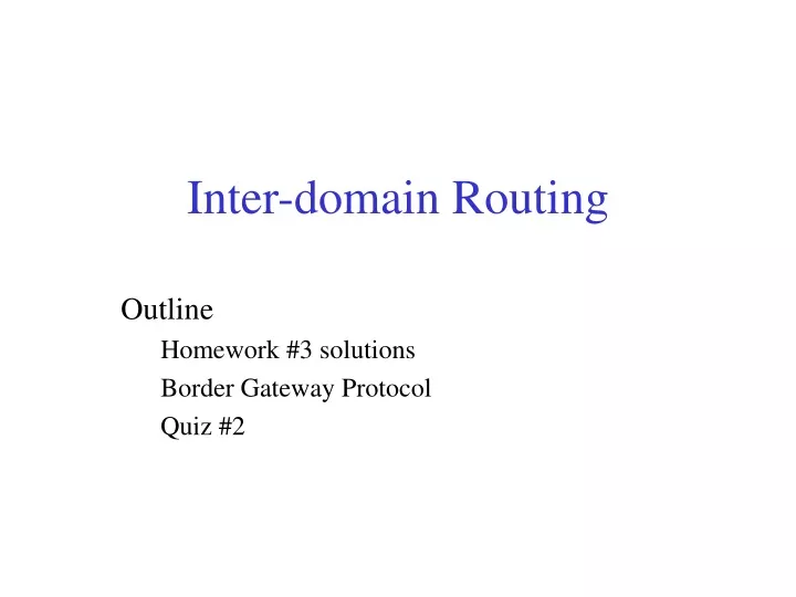 inter domain routing