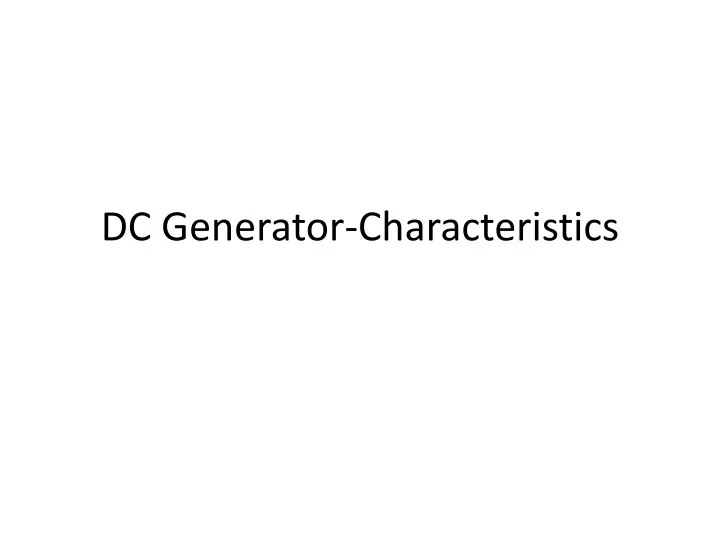 dc generator characteristics