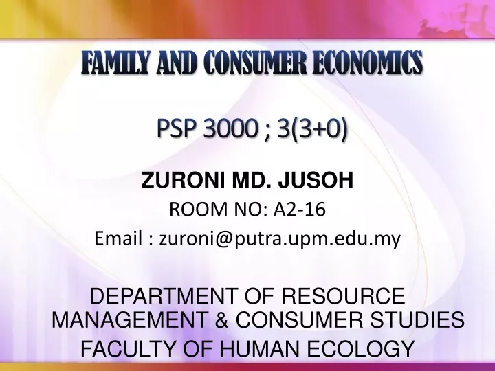 family and consumer economics psp 3000 3 3 0