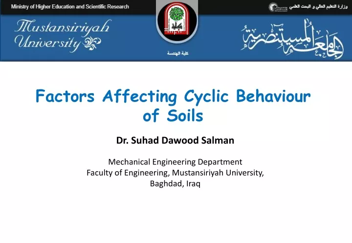 factors affecting cyclic behaviour of soils
