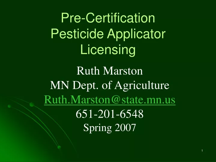 pre certification pesticide applicator licensing