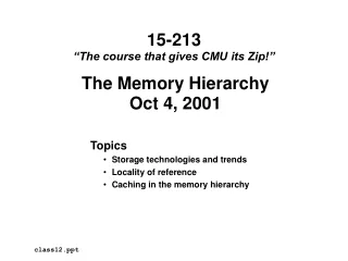 The Memory Hierarchy Oct 4, 2001