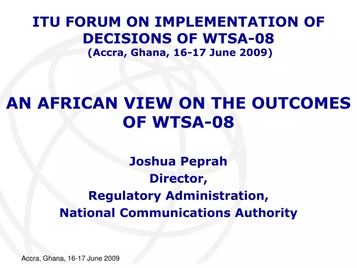 an african view on the outcomes of wtsa 08