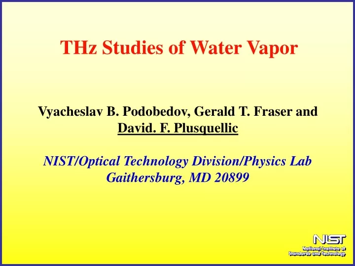 thz studies of water vapor