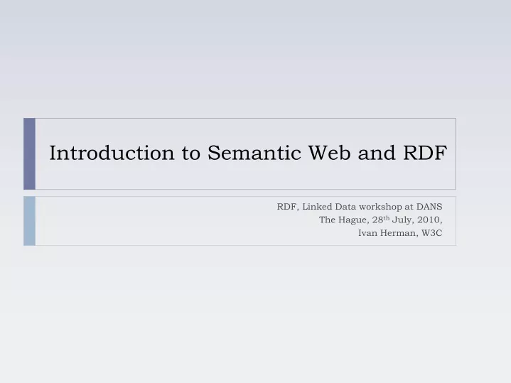introduction to semantic web and rdf