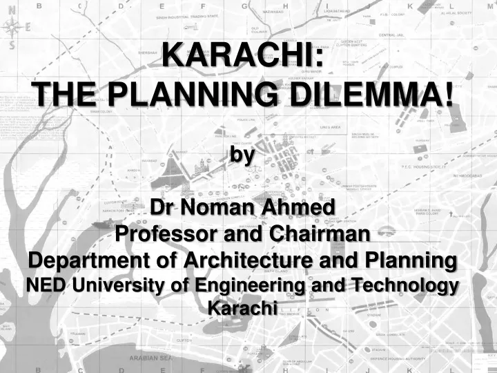 karachi the planning dilemma by dr noman ahmed
