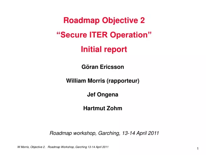 roadmap objective 2 secure iter operation initial
