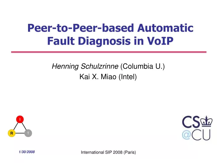 peer to peer based automatic fault diagnosis in voip