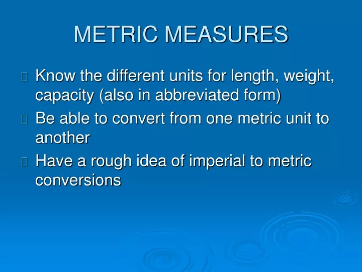 metric measures