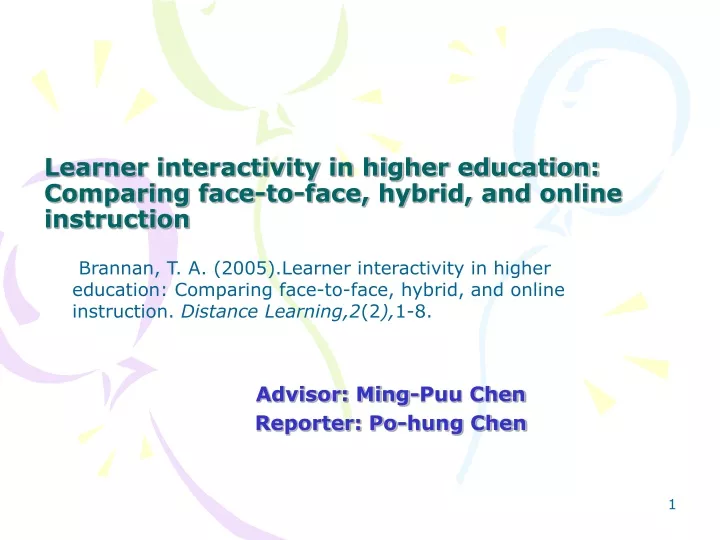 learner interactivity in higher education comparing face to face hybrid and online instruction