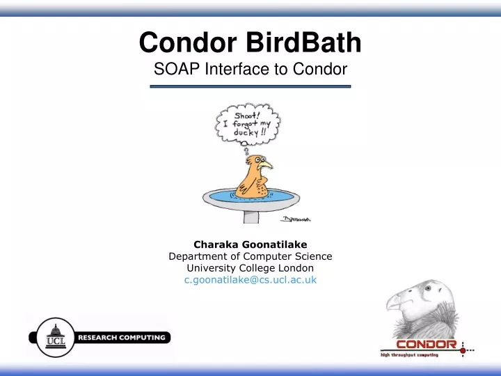 condor birdbath soap interface to condor