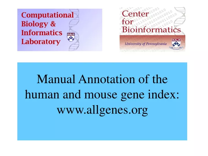 manual annotation of the human and mouse gene