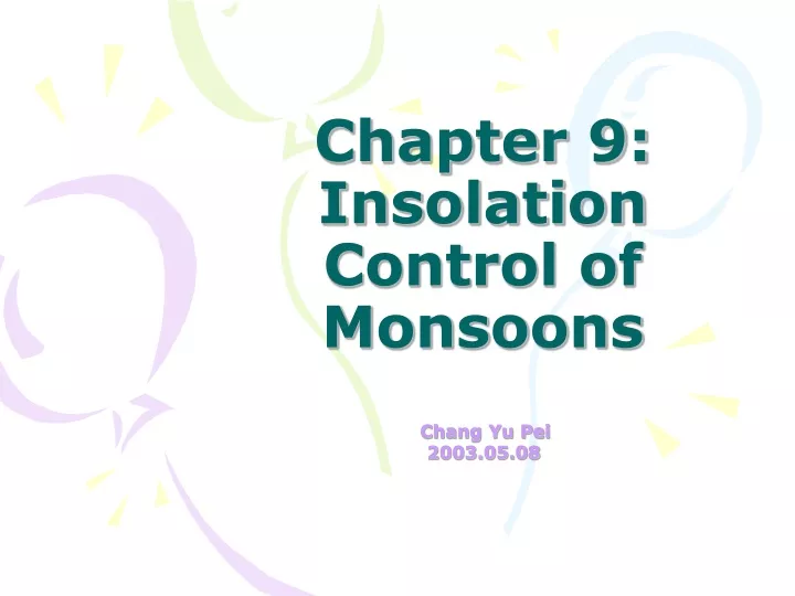 chapter 9 insolation control of monsoons
