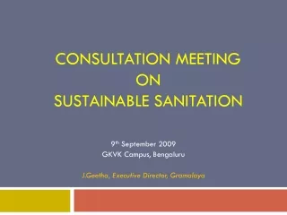 Consultation meeting on  Sustainable Sanitation