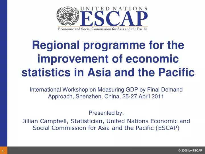 regional programme for the improvement of economic statistics in asia and the pacific