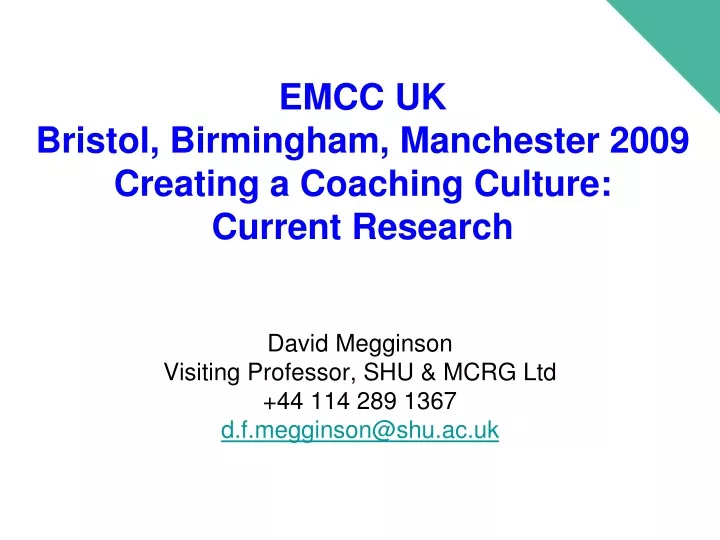 emcc uk bristol birmingham manchester 2009 creating a coaching culture current research