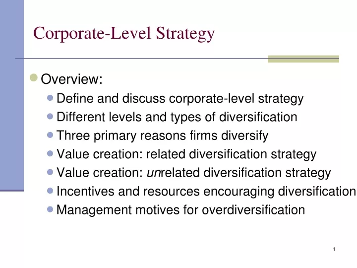 corporate level strategy