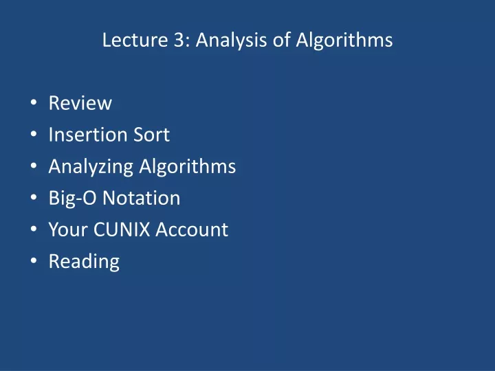 lecture 3 analysis of algorithms