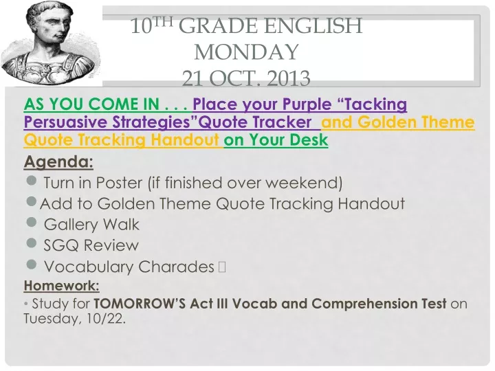 10 th grade english monday 21 oct 2013