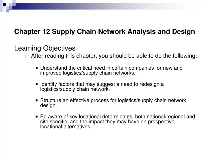 chapter 12 supply chain network analysis