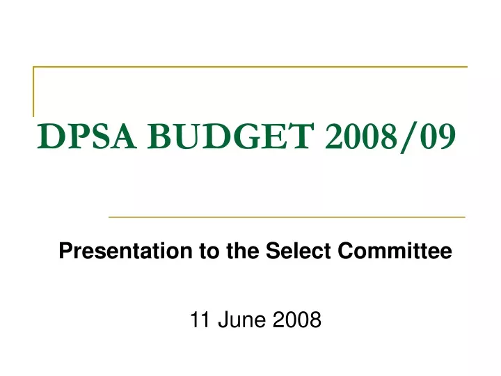 dpsa budget 2008 09