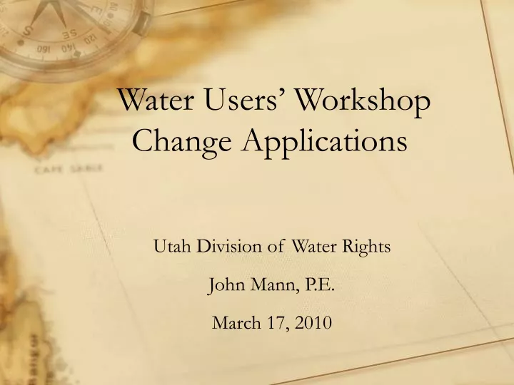 water users workshop change applications