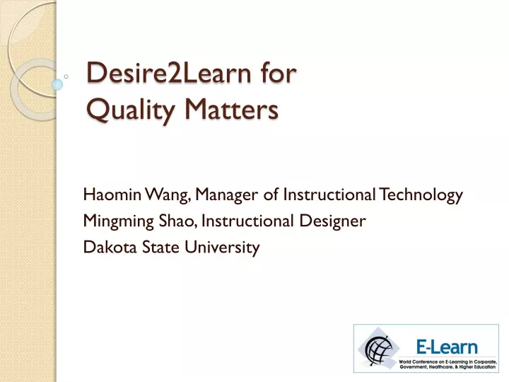 desire2learn for quality matters