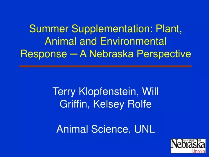 summer supplementation plant animal